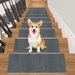 55*22CM STAIR TREADS CARPET FOR WOODEN STEPS(15 PACK), 21.6 X 8.6IN SELF-JAYFAN ADHESIVE NON SLIP STAIR TREADS MAT, SAFETY INDOOR