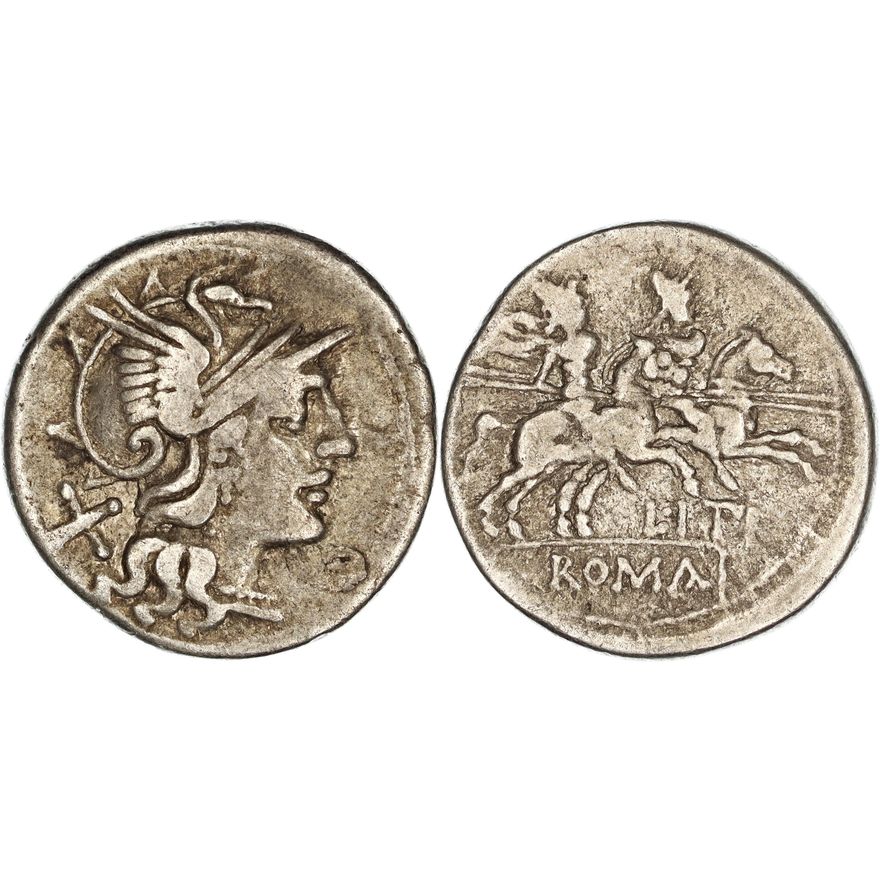Roman Republic, L. Iteius, Silver Denarius, 149 BC,  gF