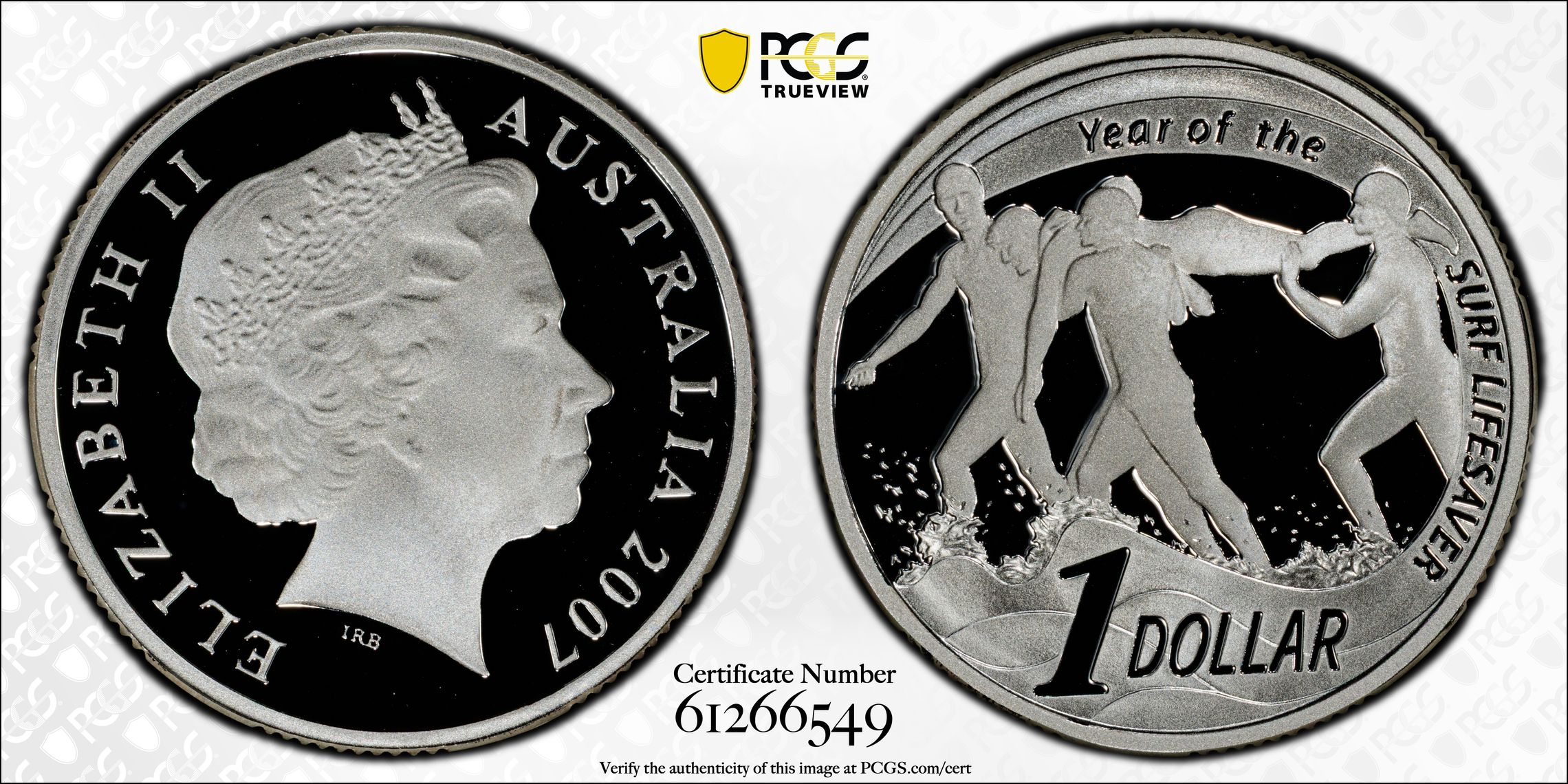 Surf Lifesaving Silver, One Dollar, 2007, PCGS PR69DCAM