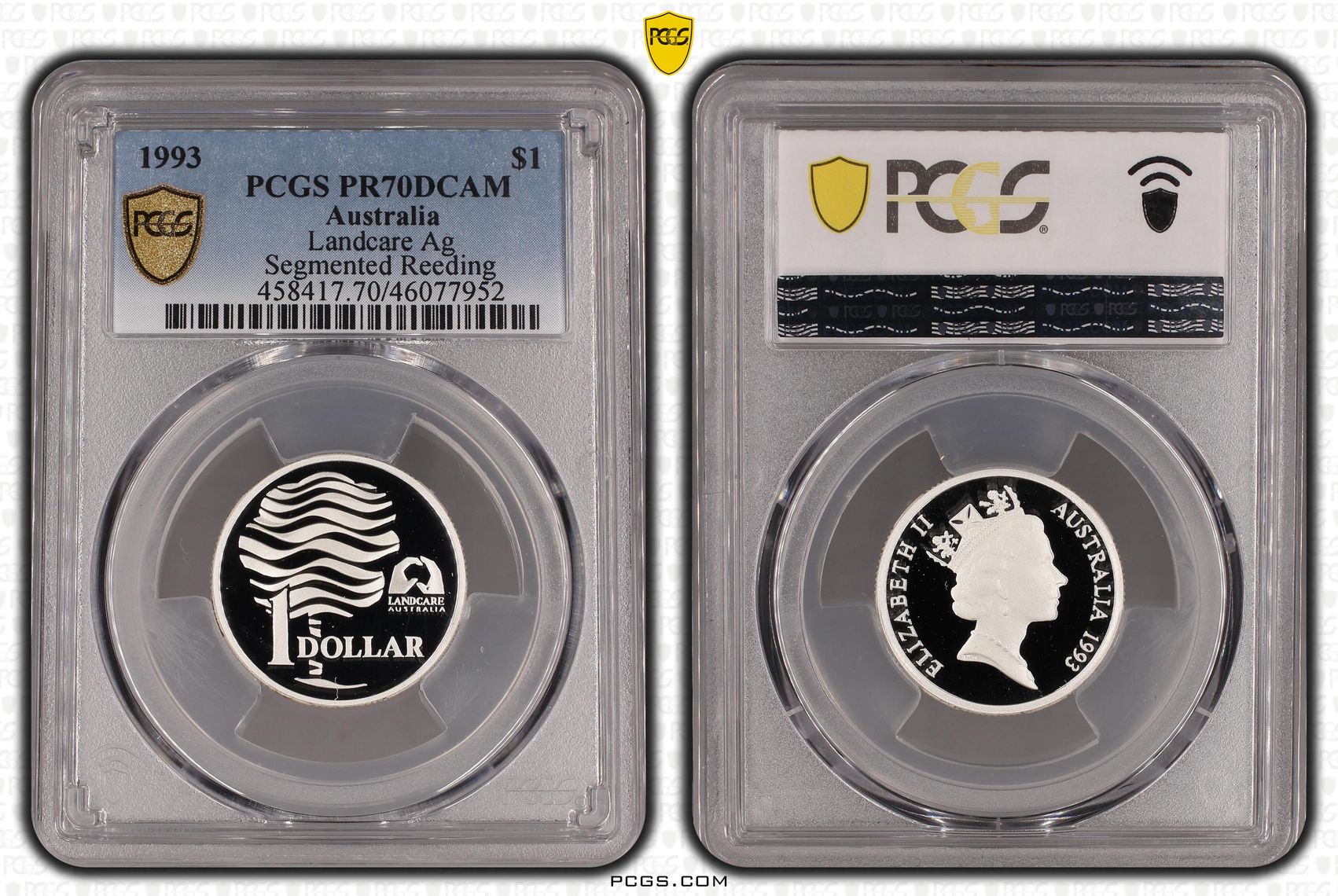 Elizabeth II, Silver Landcare, One Dollar, 1993, PCGS PR 70DCAM