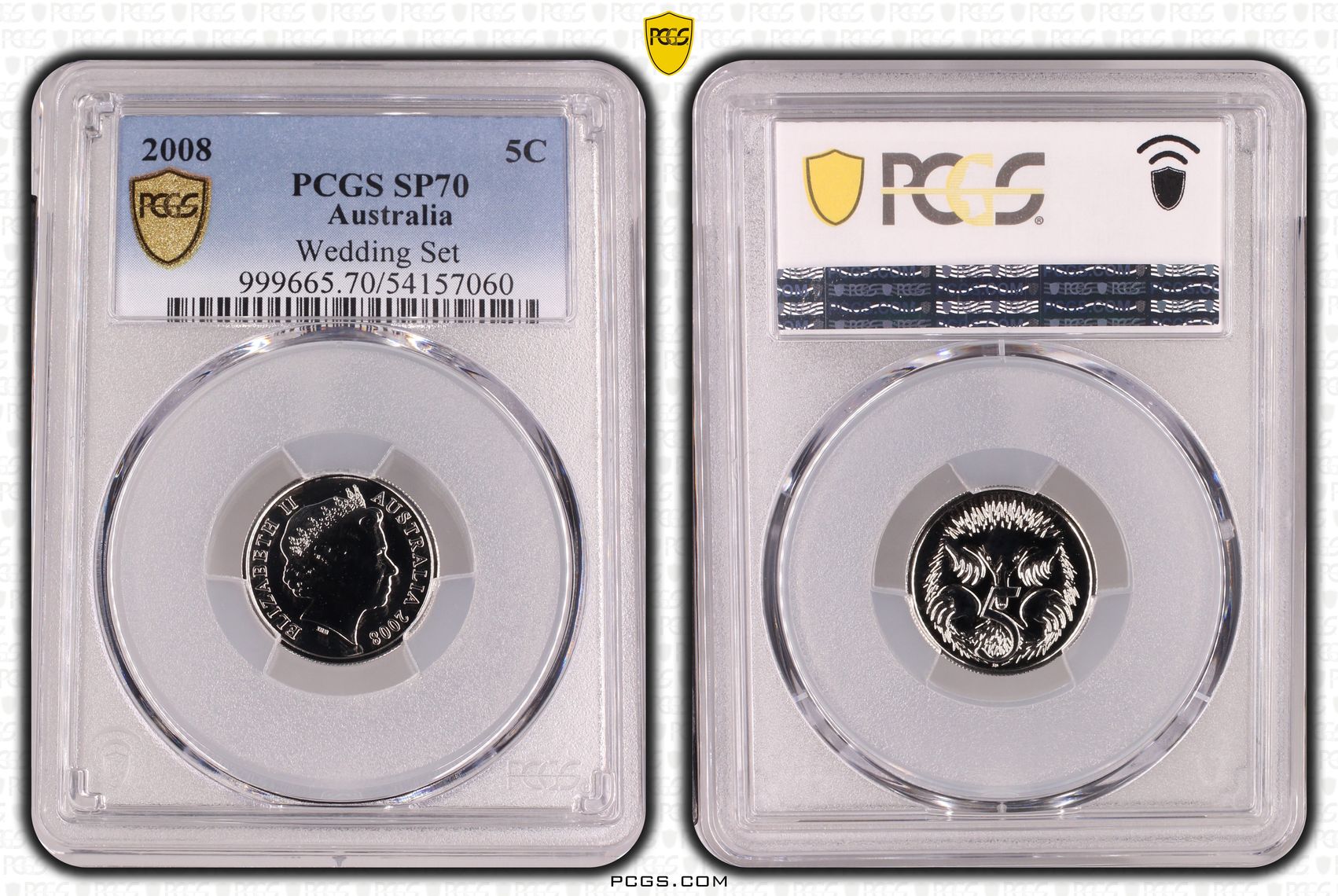 86 · Wedding Set, POP 2/0, Five Cent, 2008, PCGS SP70