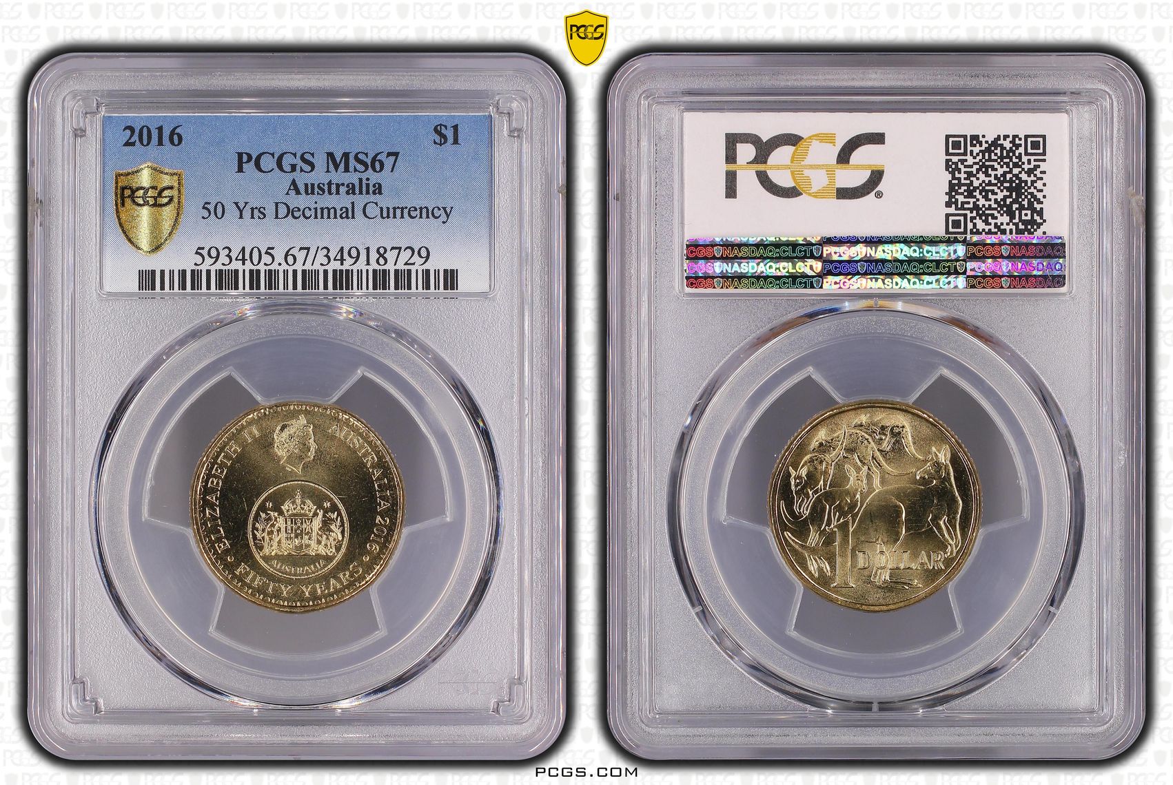 50 Yrs Decimal Currency, One Dollar, 2016, PCGS MS 67