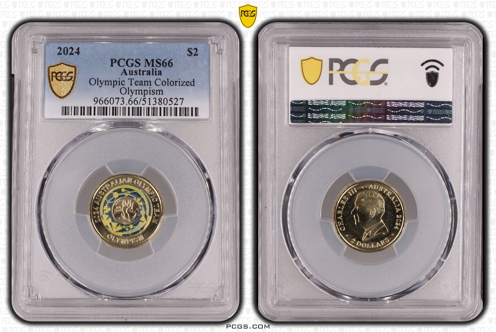 Olympic Team Colorized Olympism, Two Dollar, 2024, PCGS MS66