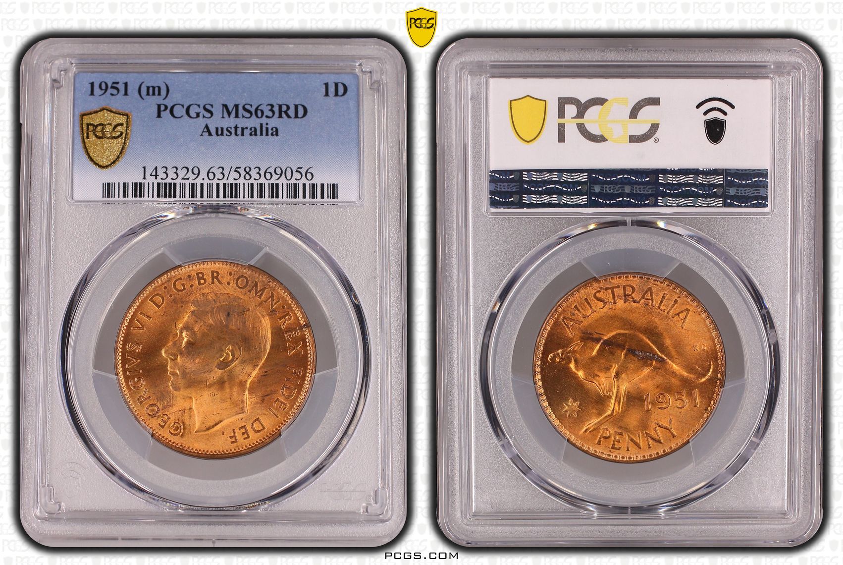 George VI, Penny, 1951, PCGS MS63RD