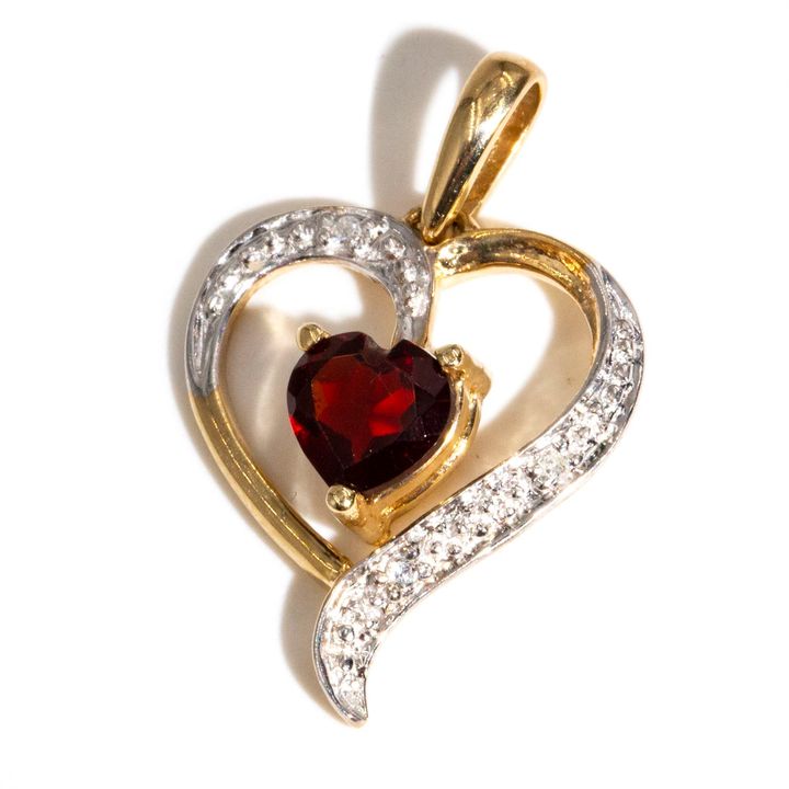 9 Carat Gold Garnet & Diamond Pendant,