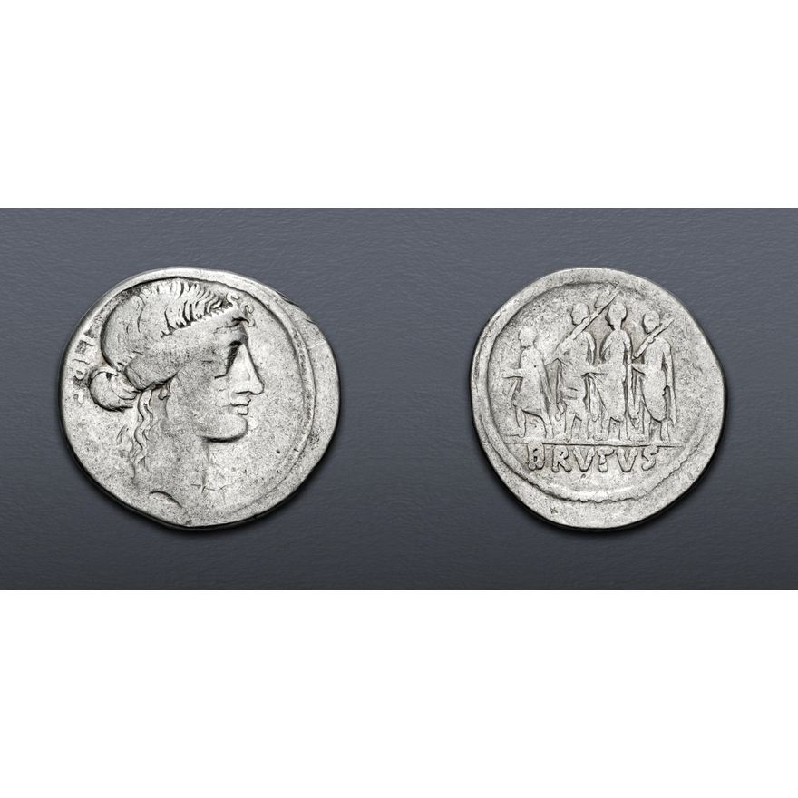 Servillus Q. Servilius Caepio (M. Junius) Brutus. 54 BC. AR Denarius (20mm, 3.55 ...