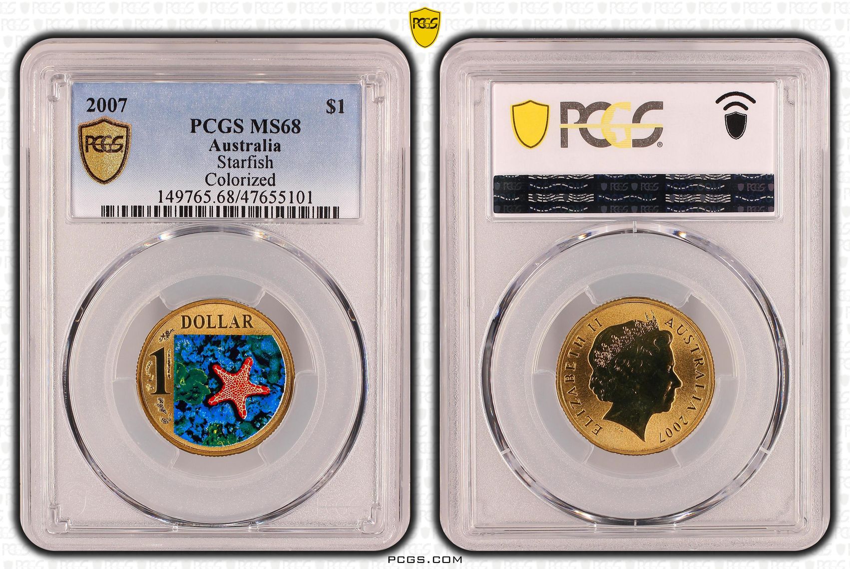 Elizabeth II, Starfish, One Dollar, 2007, PCGS MS68