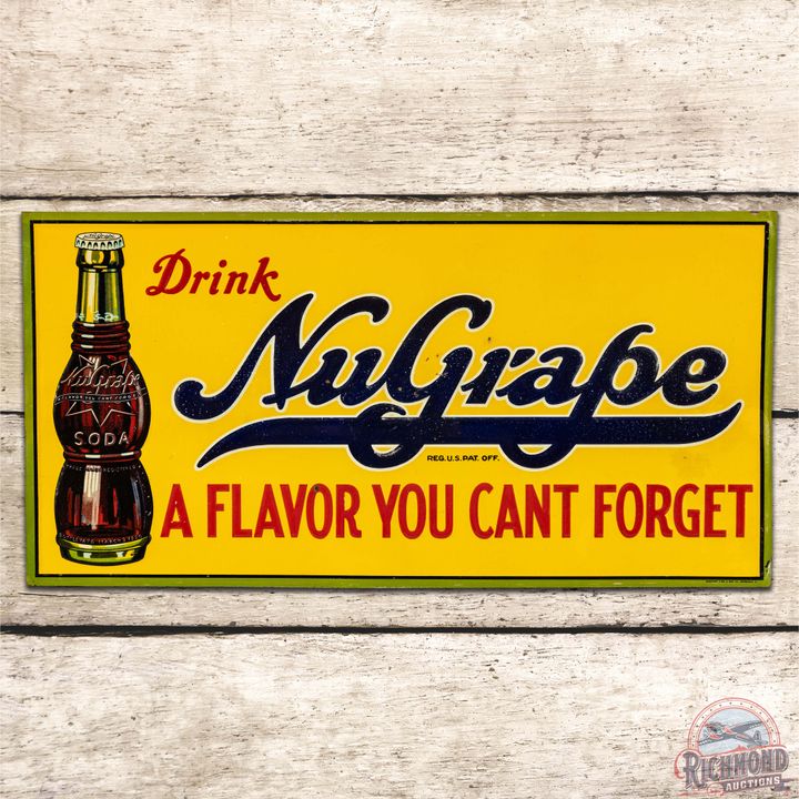 Drink NuGrape a Flavor You Can't Forget SST Sign w/ Bottle