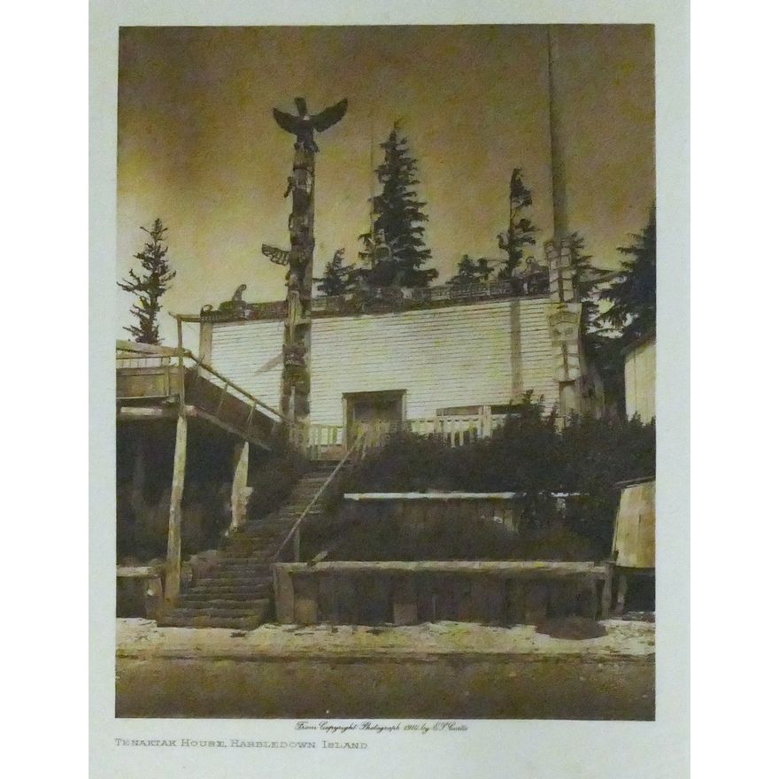 Antique Edward Curtis ''Tenaktak House, Harbledown Island'' Photogravure 12.5''x9.5'' Sheet.
