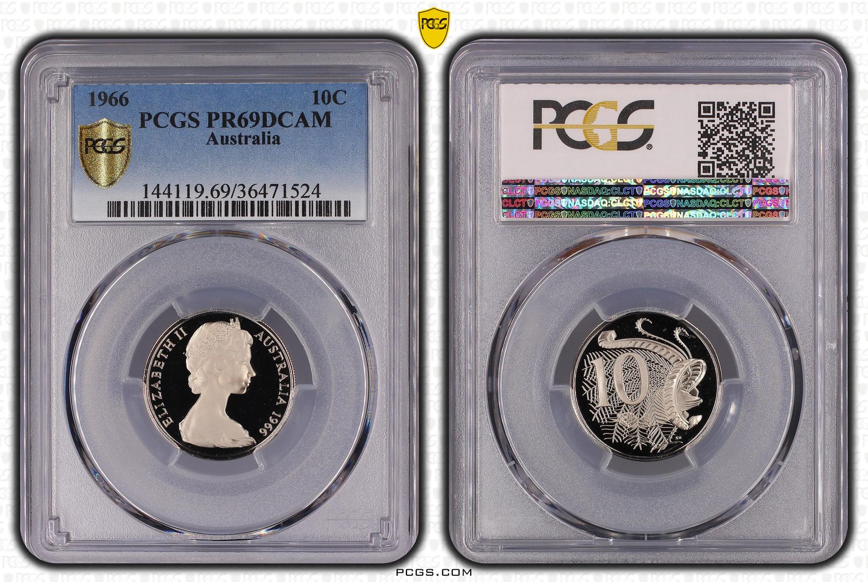 1966 Australia Ten Cent, 10c PCGS - PR69DCAM -524