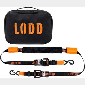 LODD - MOTORCYCLE RATCHET STRAPS - 38MM ROAD MOTORCYCLE LASHING WITH SECURE PLASTIC HOOKS, 1500KG RESISTANCE + CARRY BAG
