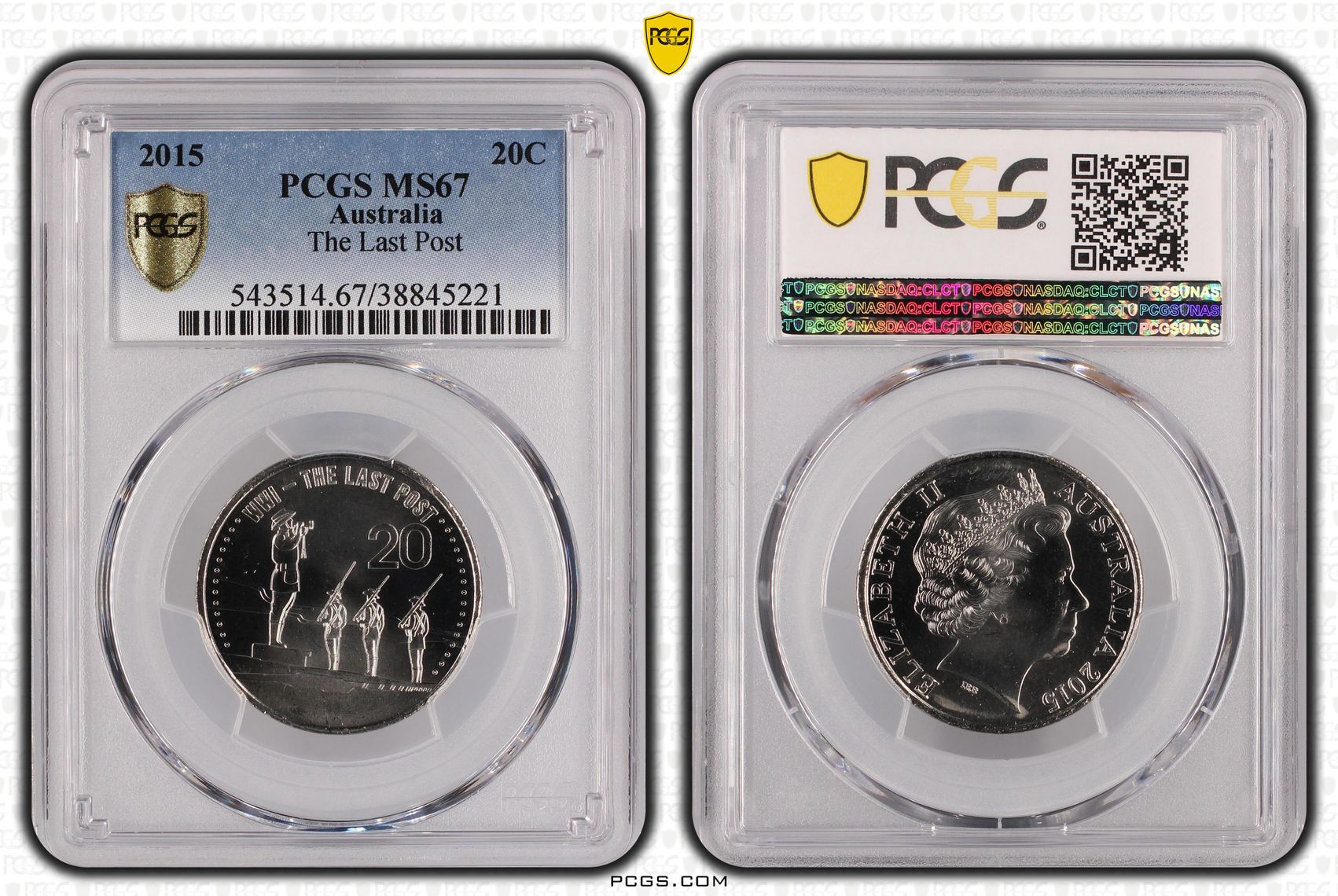2015 Australia Twenty Cent, 20c The Last Post PCGS - MS67 POP 6/0 -221