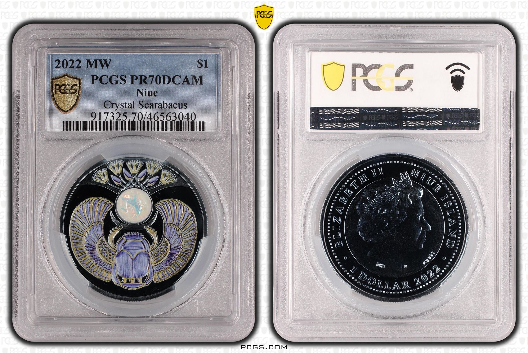 Niue, Crystal Scarabaeus, POP 1/0, One Dollar, 2022, PCGS PR70DCAM