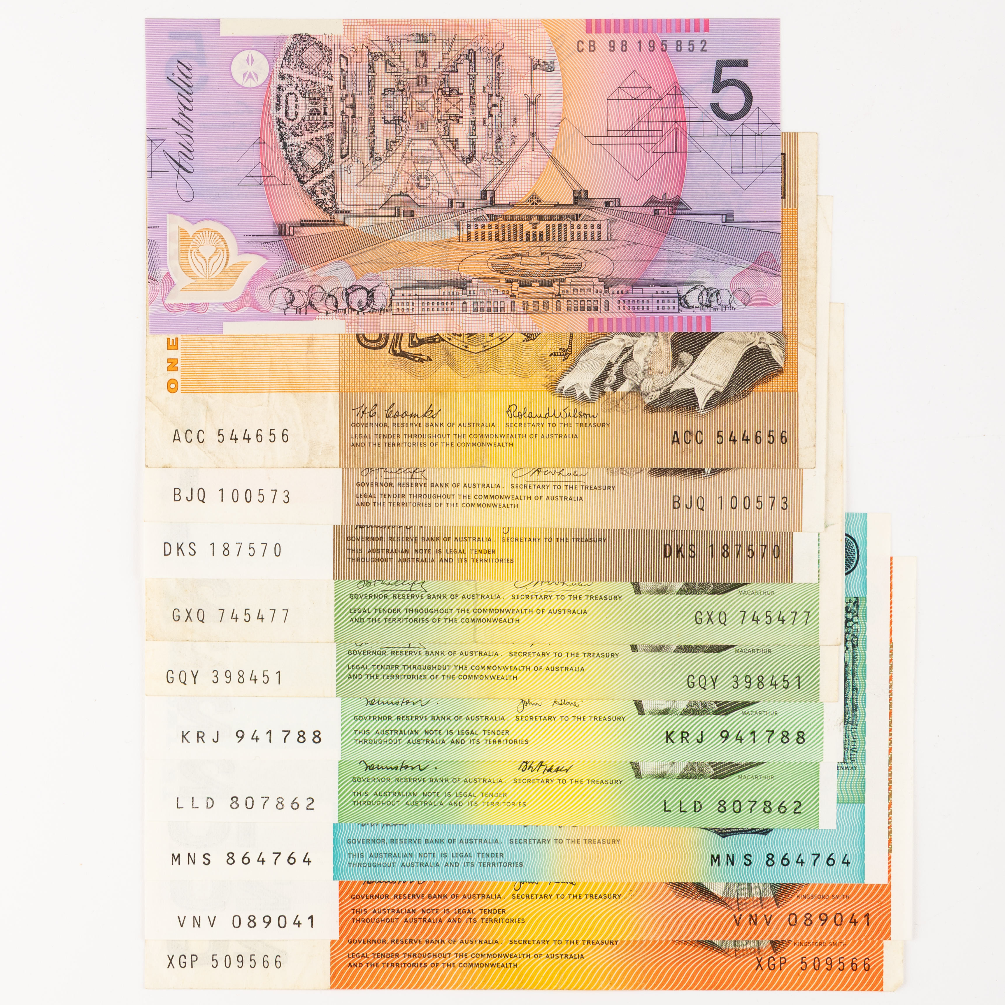 One Dollar - Twenty Dollars, 1966 - 1996, F - aUNC