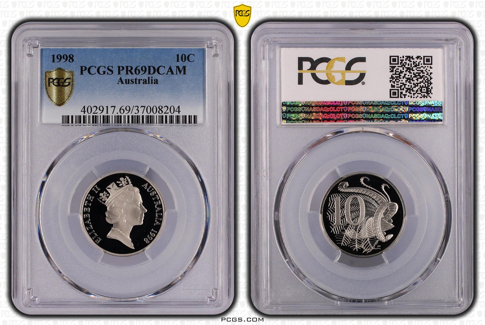 , Ten Cent, 1998, Pcgs Pr69dcam