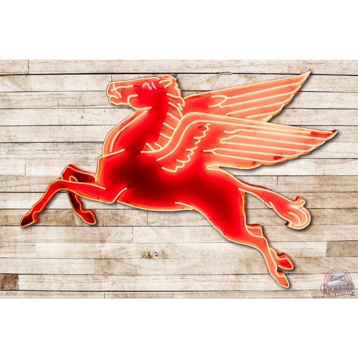 1953 Mobil Pegasus Left Facing Cookie Cutter Neon Sign