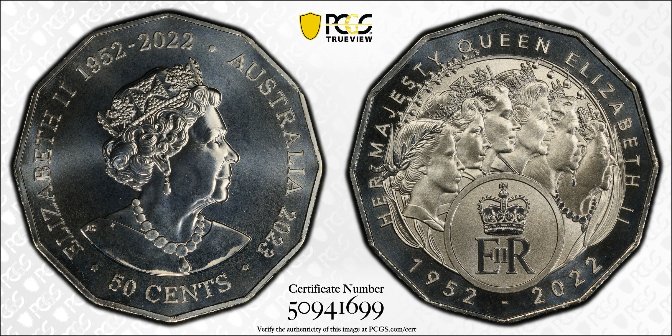 Her Majesty QEII Cu-Ni, Fifty Cent, 2023, PCGS MS69