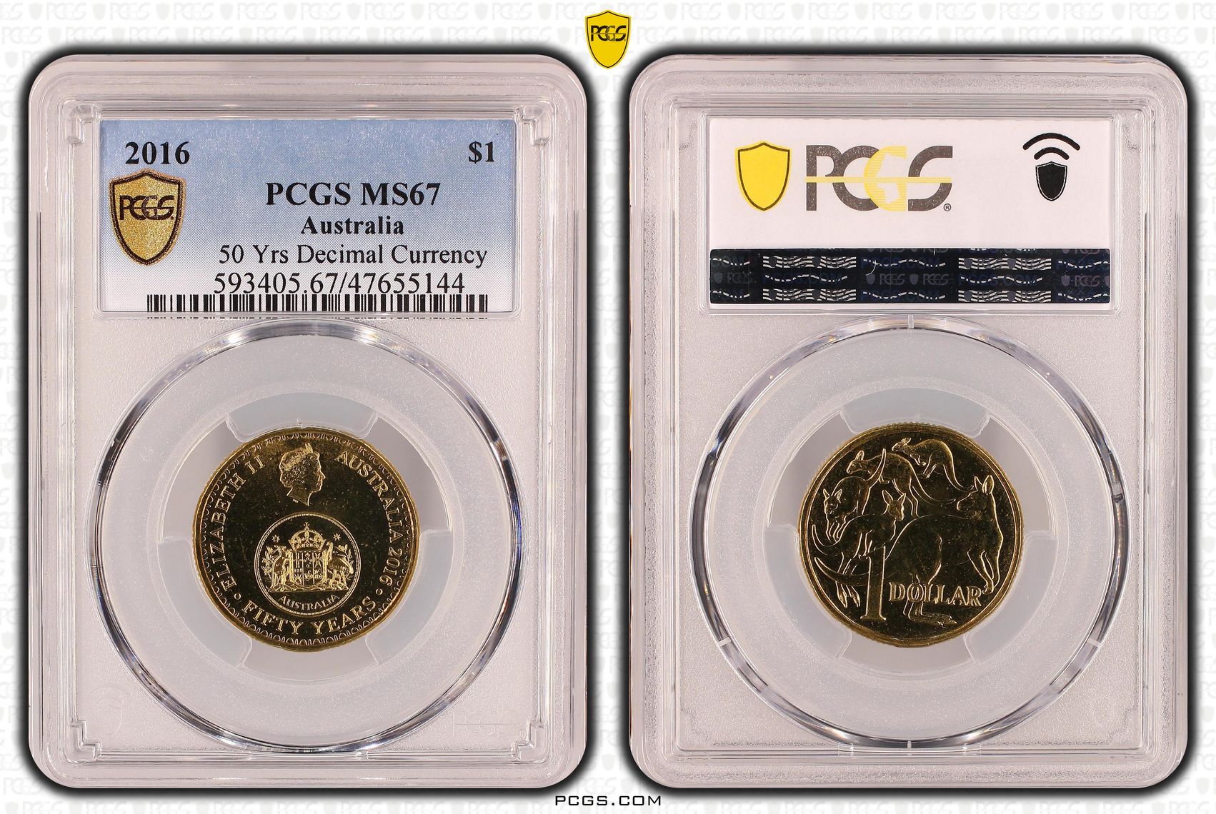 Elizabeth II, 50 Yrs Decimal Currency, One Dollar, 2016, PCGS MS67