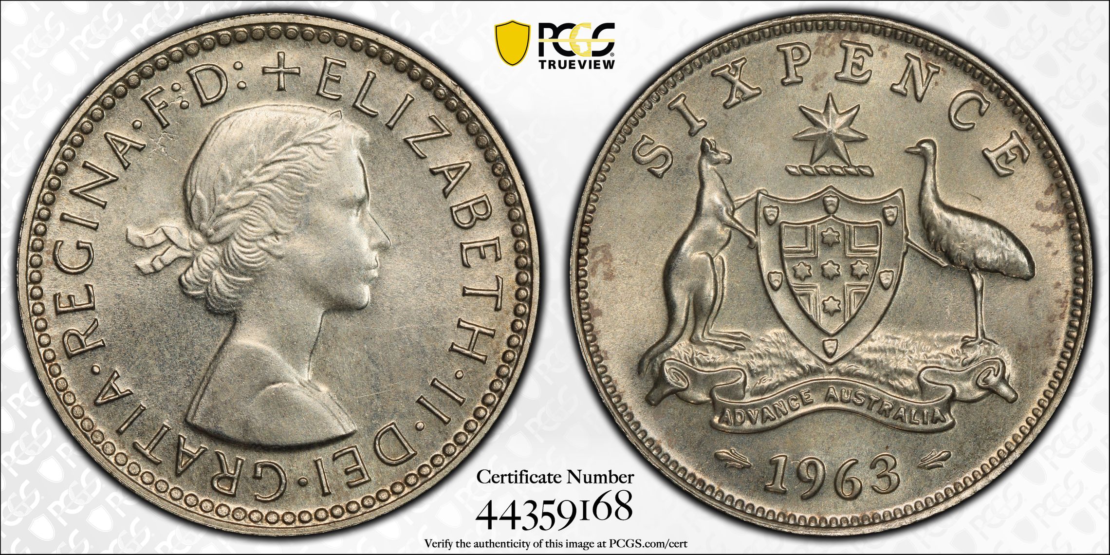 1963(m) Australia Sixpence 6D PCGS - PR65 -168