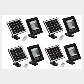 25W Outdoor Solar LED Flood Light (Black) - 4 Pack with Remote -- 51748/10903 ML B1 (S8)