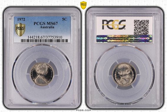 Five Cent, 1972, PCGS MS67