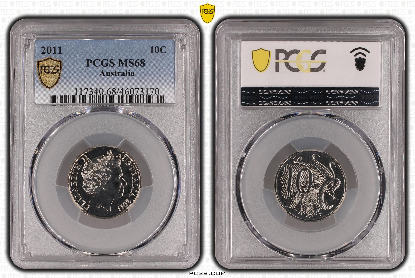 Ten Cent, 2011, PCGS MS68