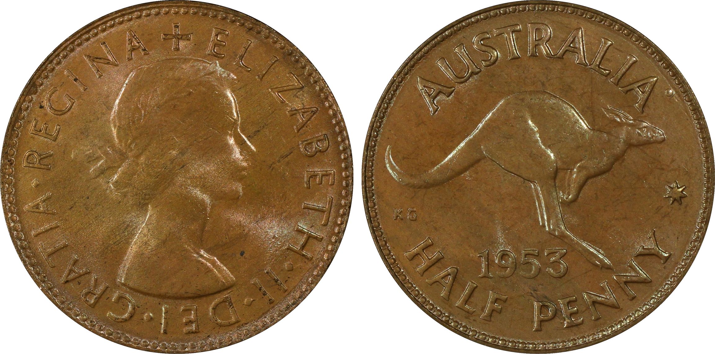 1953(p) Australia Half Penny PCGS - MS64RB -003