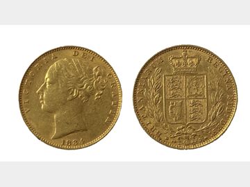 1884 Queen Victoria Young Head Melbourne Mint Shield Gold Sovereign