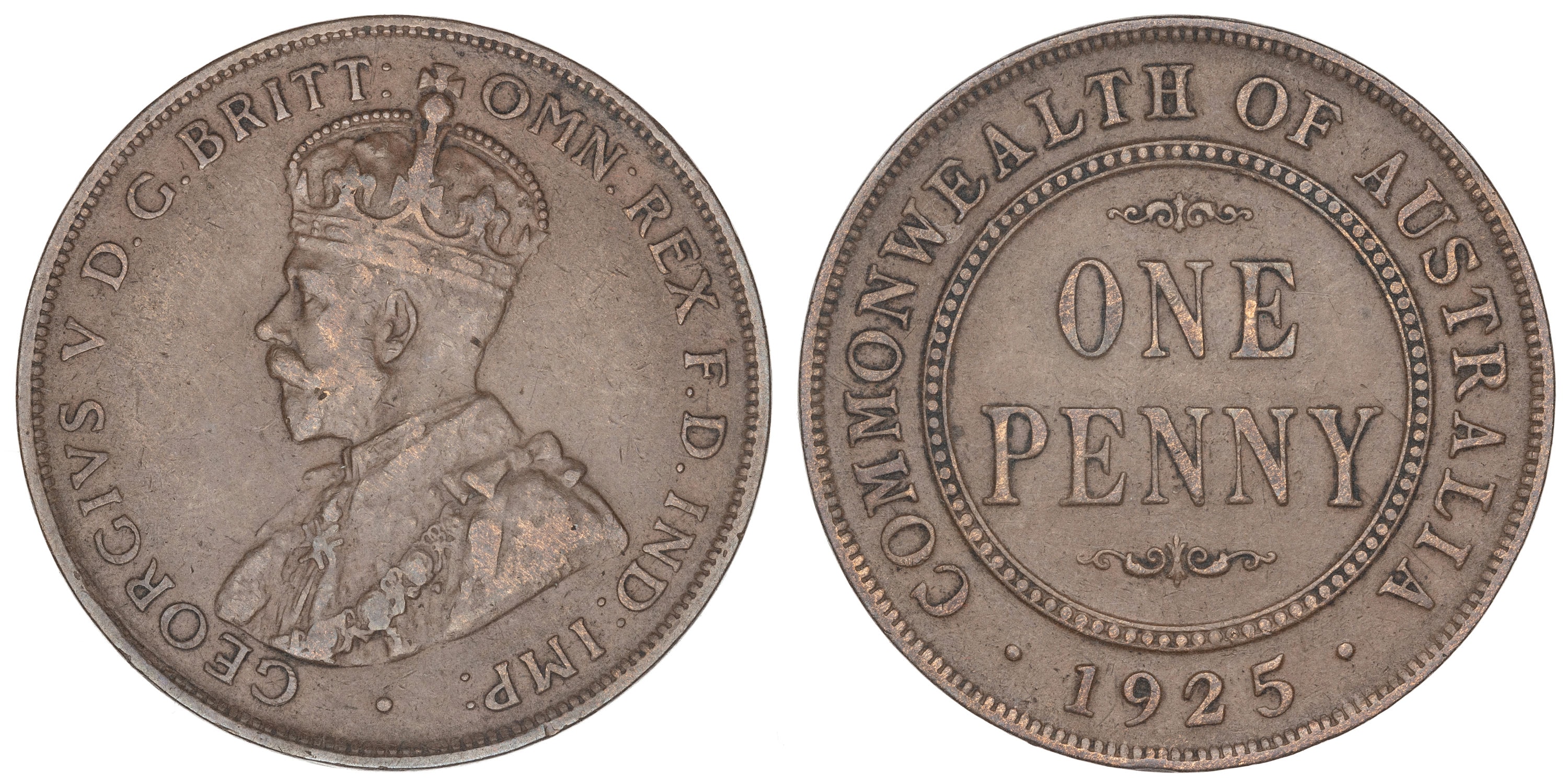 George V, Penny, 1925, aVF