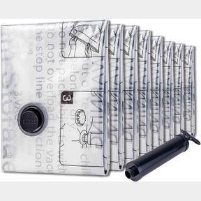 8 JUMBO VACUUM STORAGE BAGS 8 JUMBO, SPACE SAVER BAGS WITH TRAVEL HAND PUMP, COMPRESSION AIRTIGHT SEALER BAGS FOR CLOTHES, BEDDING