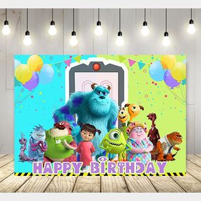 CARTOON MONSTER INC BACKDROP FOR BIRTHDAY PARTY SUPPLIES 5X3FT MONSTER INC AND BOO THEME BABY SHOWER BANNER FOR BIRTHDAY PARTY CAK
