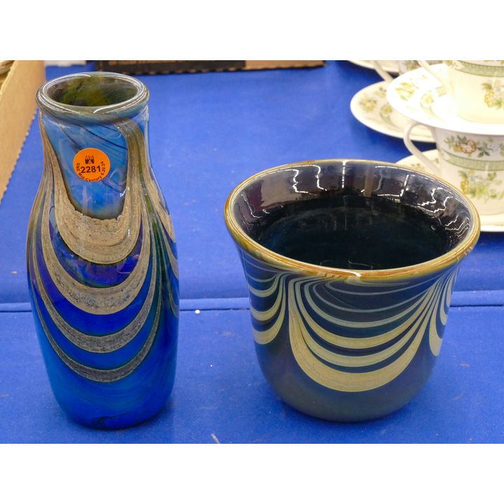 2pc Boyce Lundstrom Studio Glass Vases 5'' to 8''