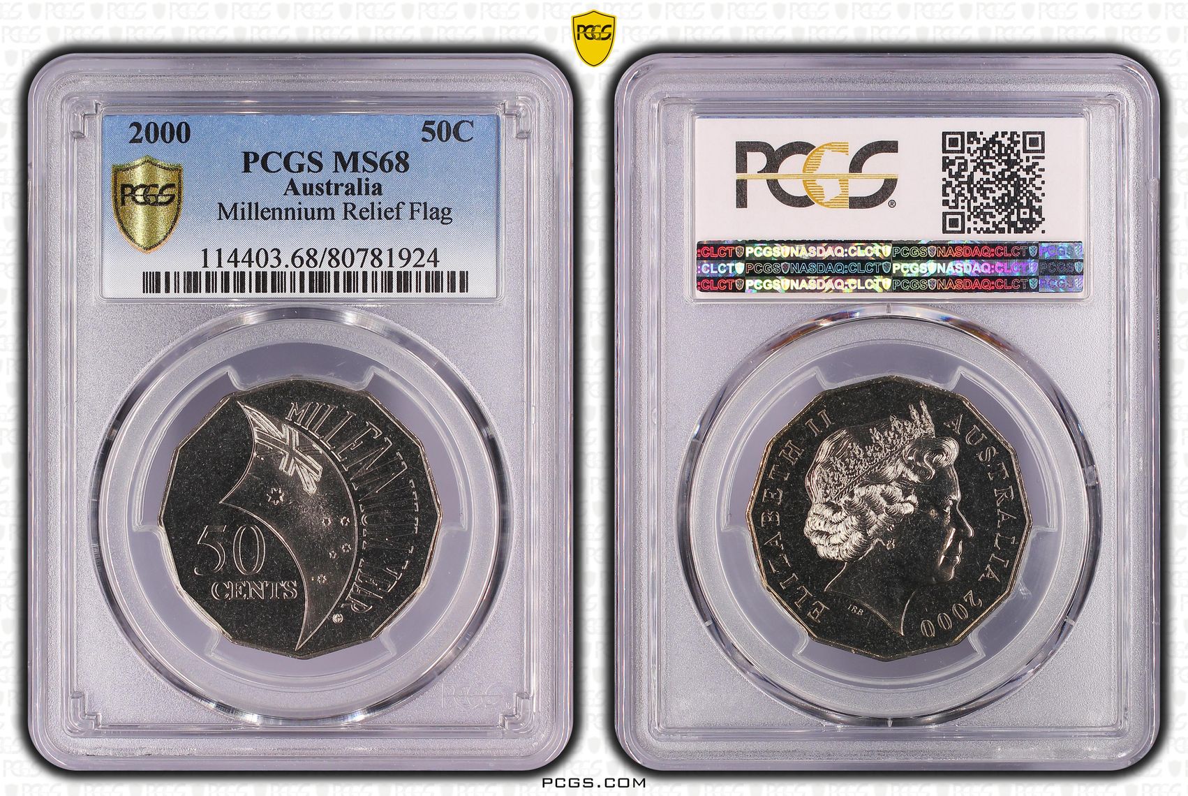 Elizabeth II, Millennium Relief Flag, Fifty Cent, 2000, PCGS MS68