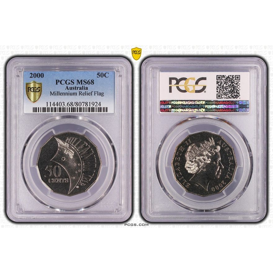 Elizabeth II, Millennium Relief Flag, Fifty Cent, 2000, PCGS MS68