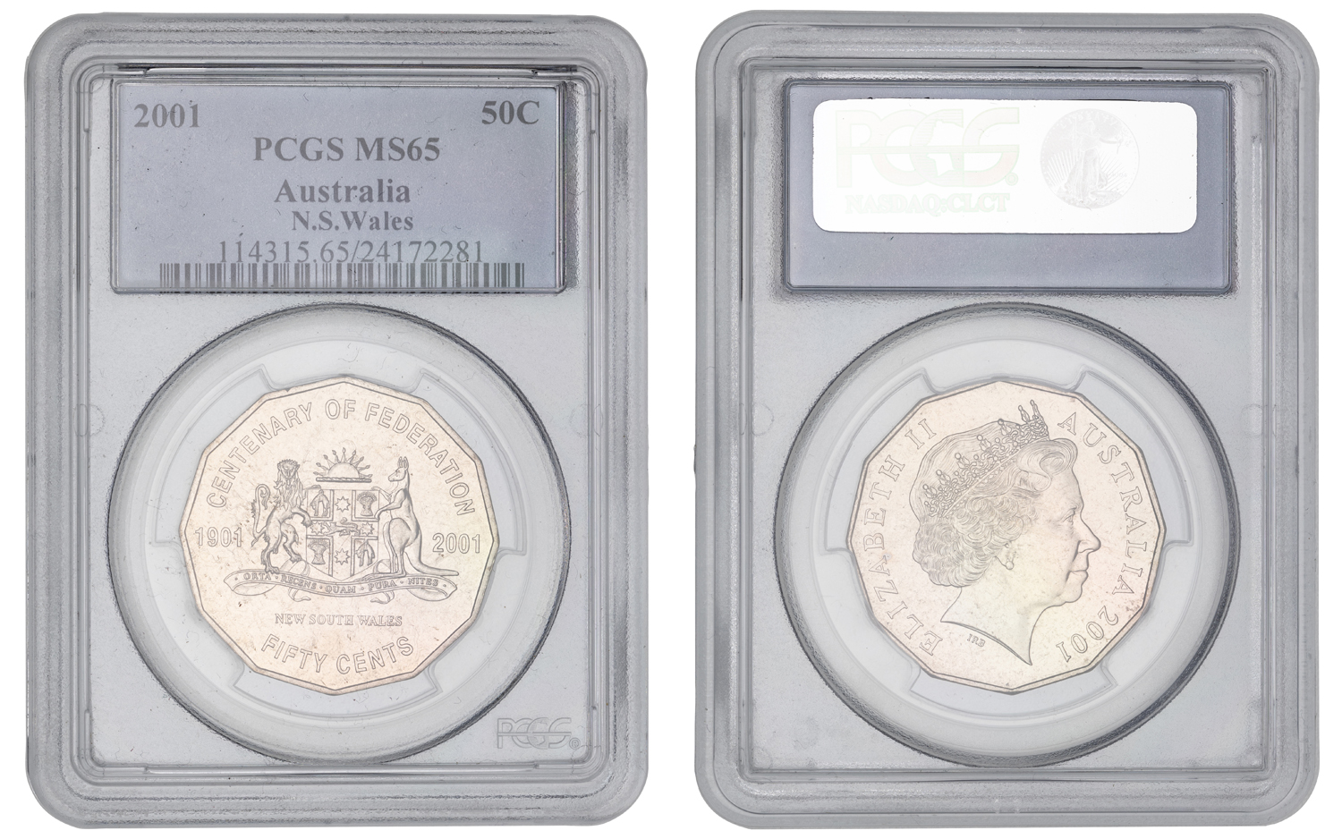 Elizabeth II, New South Wales, Fifty Cent, 2001, PCGS MS65