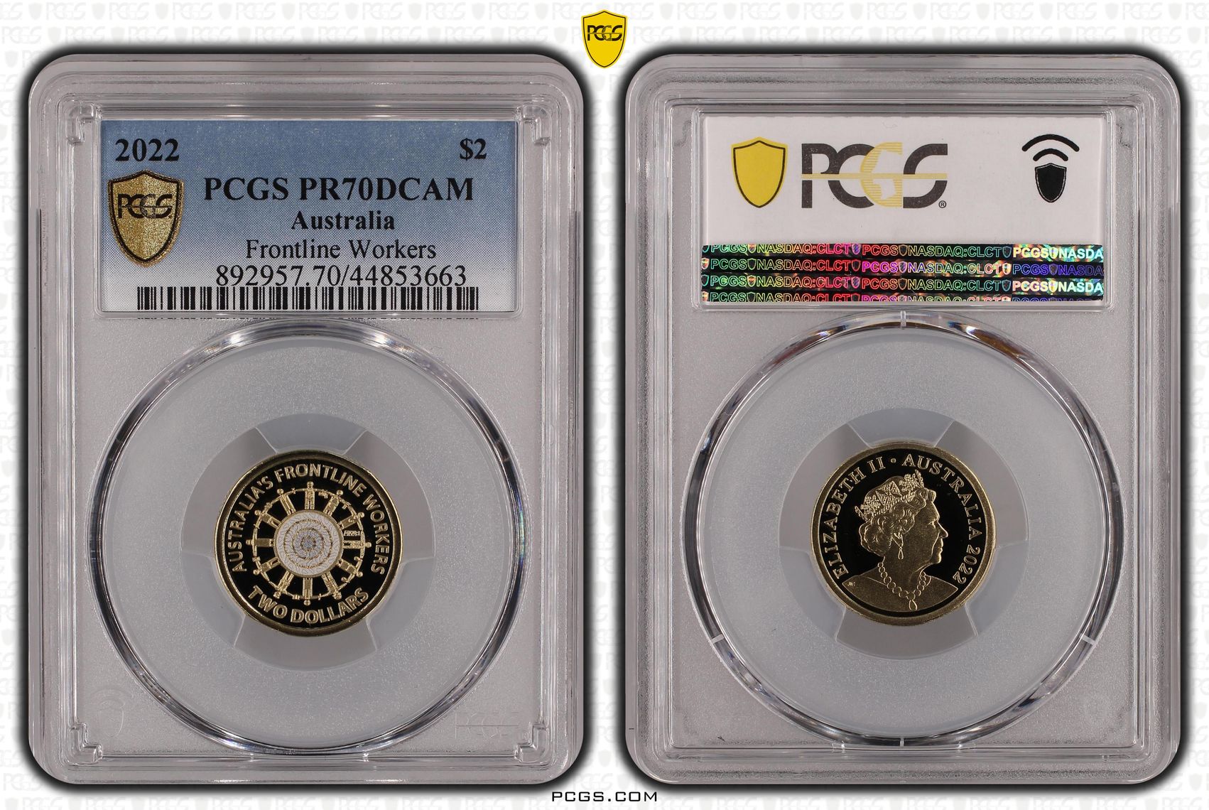 Elizabeth II, Frontline Workers, Two Dollar, 2022, PCGS PR70DCAM