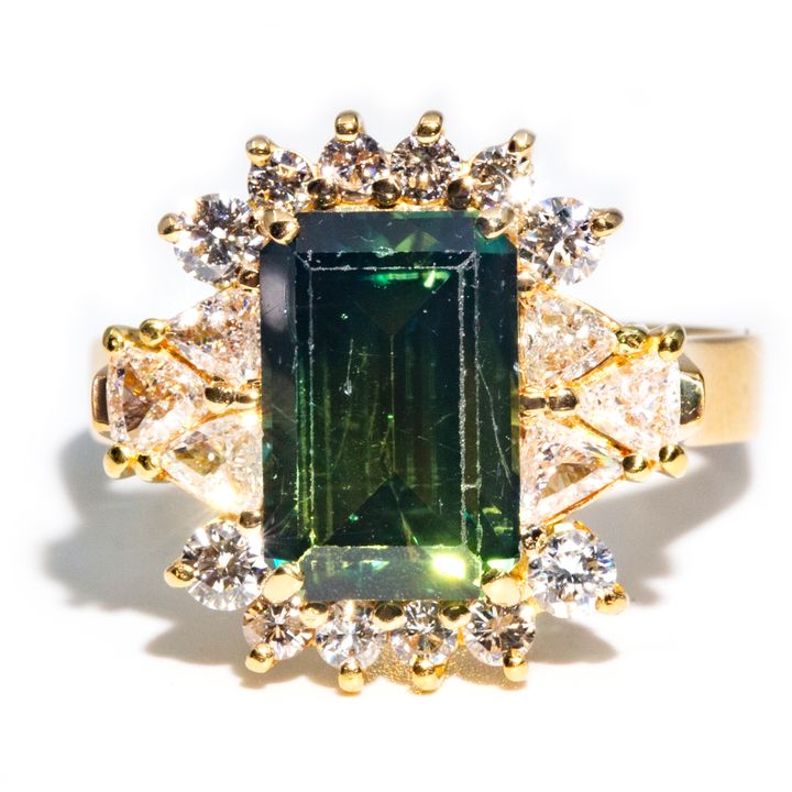 7.22 Carat Australian Parti Sapphire and Diamond Ring