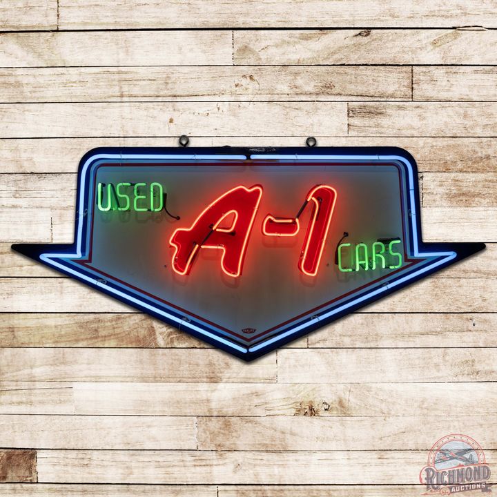 Ford A-1 Used Cars Die Cut SS Porcelain Neon Sign