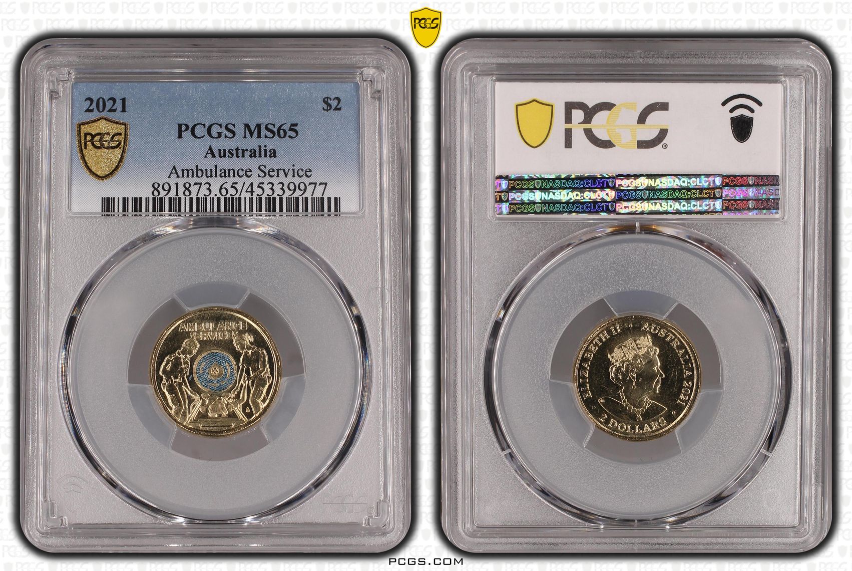 Elizabeth II, Ambulance Service, Two Dollar, 2021, PCGS MS65