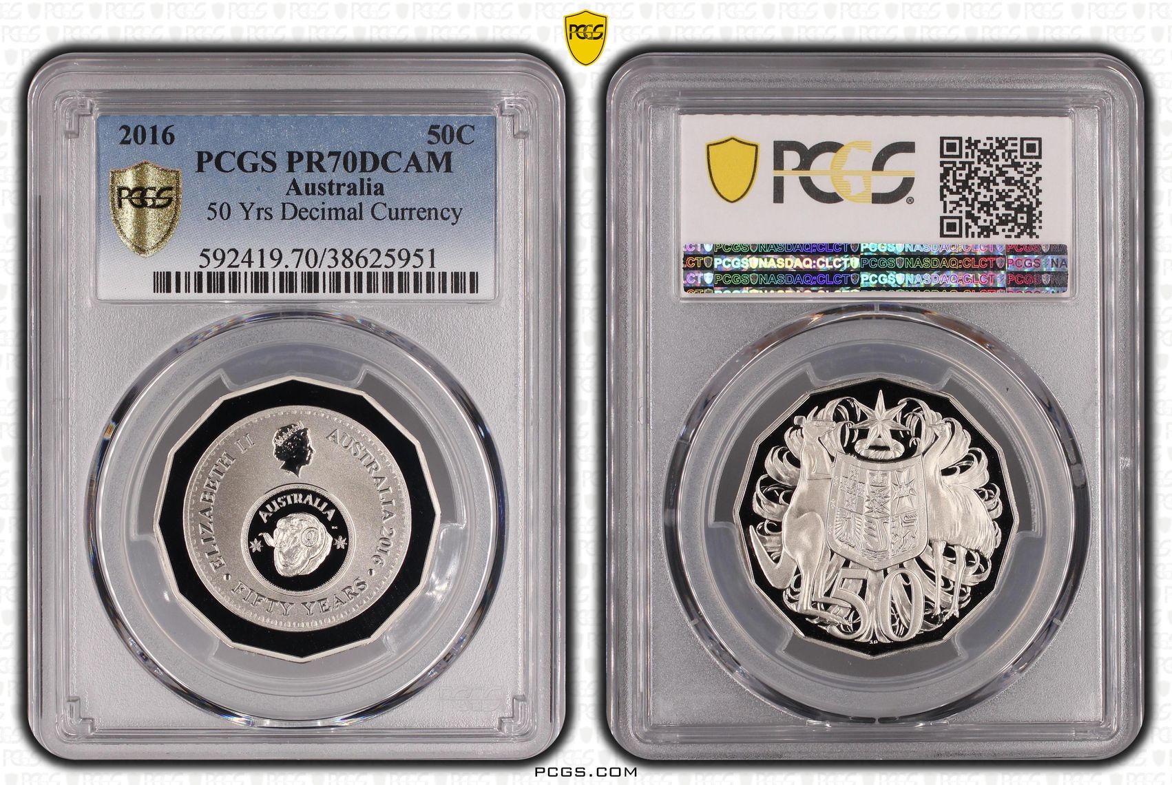 324 · 2016 Australia Fifty Cent, 50c Proof 50th Ann. Decimal Currency PCGS - PR70DCAM POP 176/0 -951