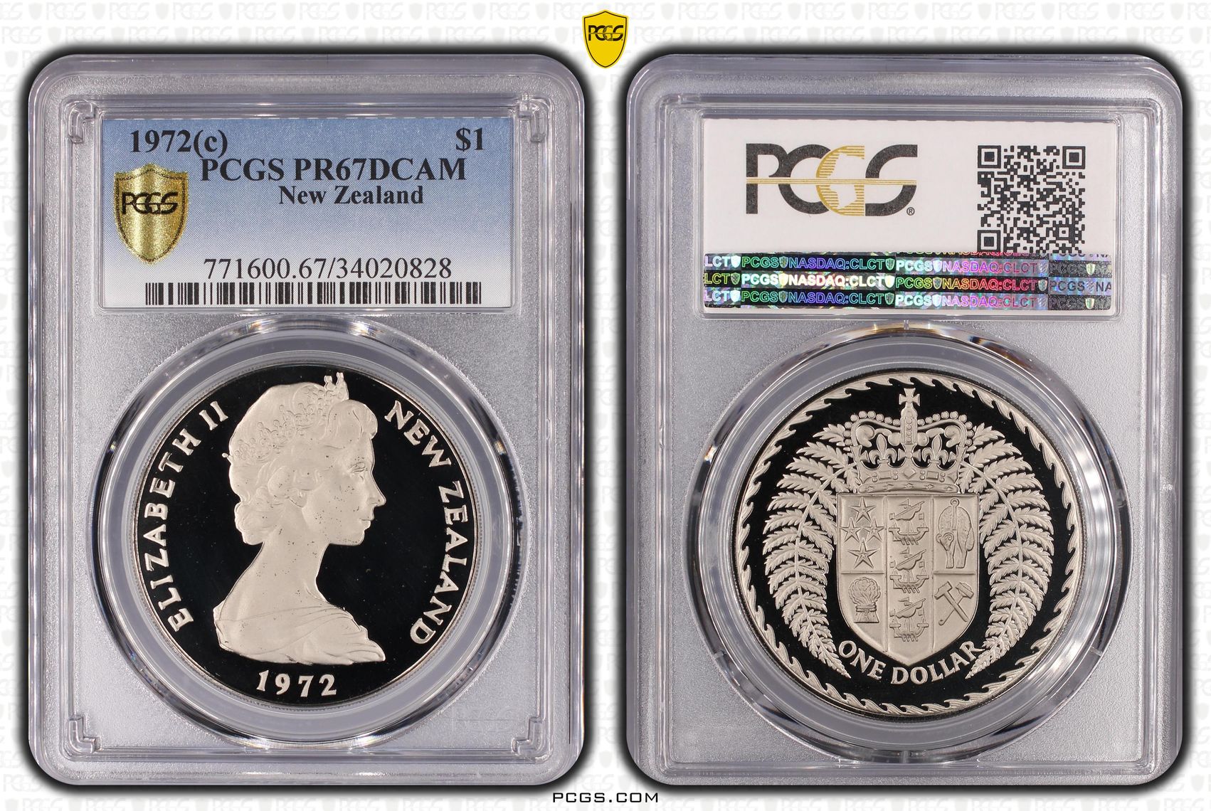 New Zealand, One Dollar, 1972(c), PCGS PR67DCAM