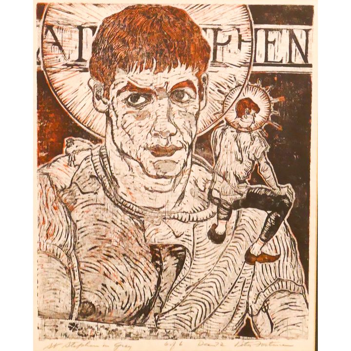 Peter Fortune 'Saint Stephan in Grey' S/N Color Woodcut- 28x24''