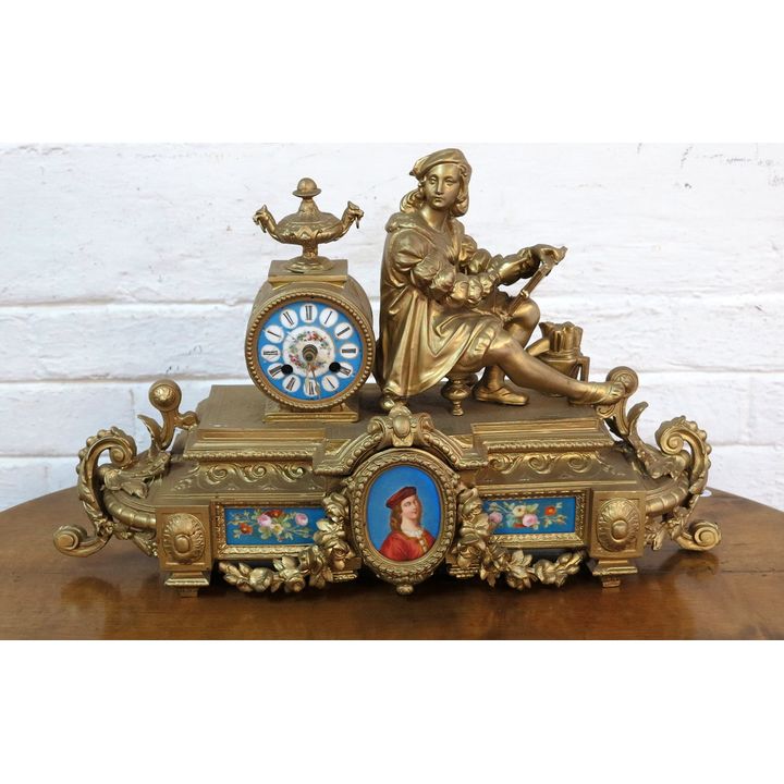 FRENCH GILDED MANTLE CLOCK,