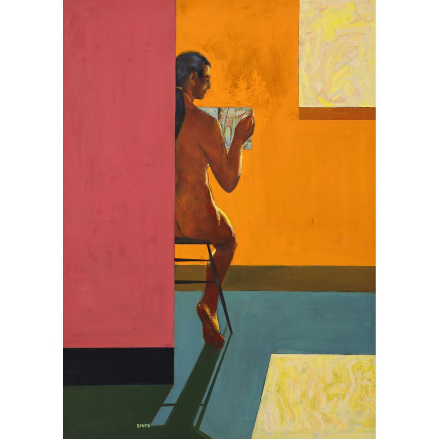 Harry Bonath ''Composition with Nude'' Large Oil