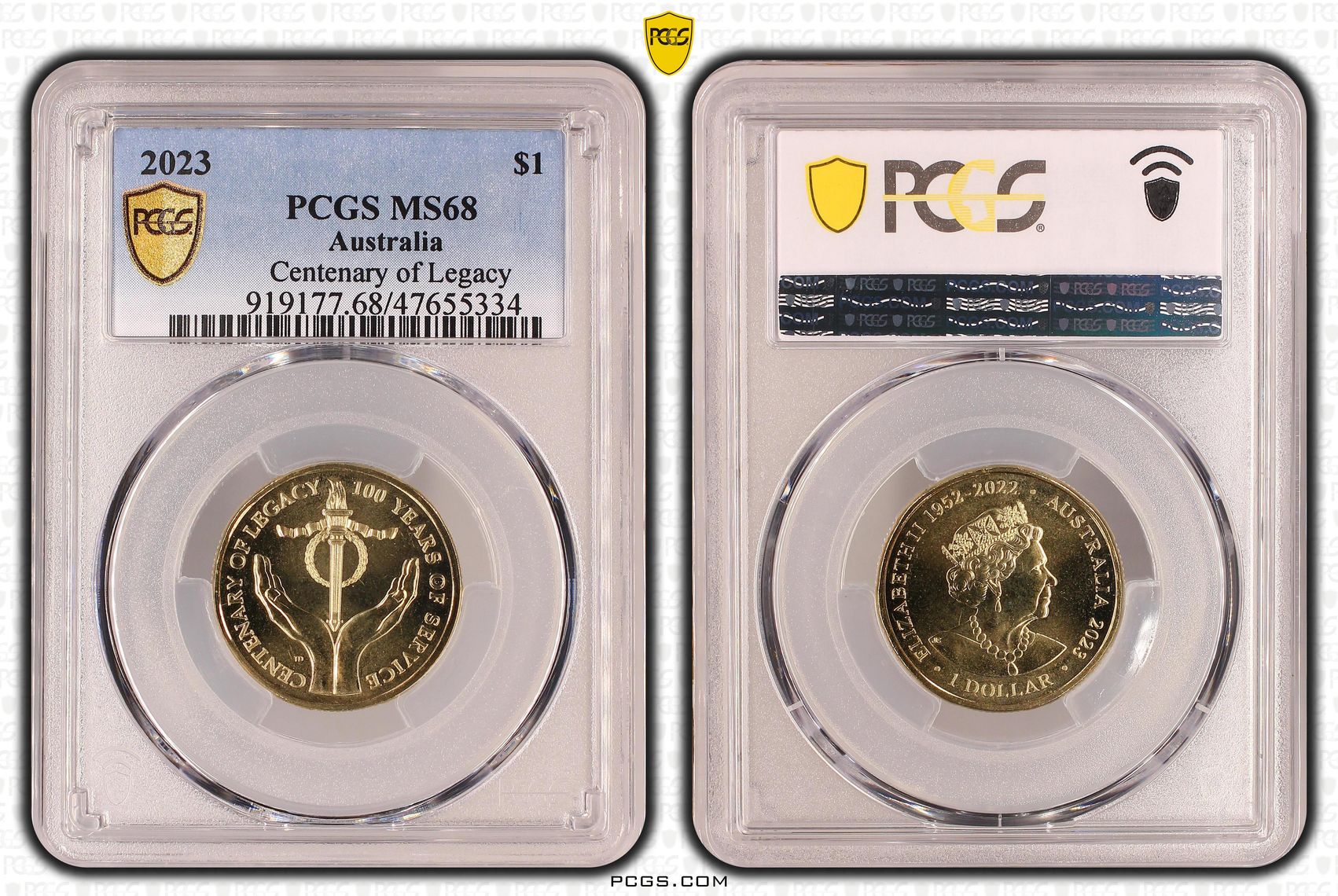 429 · Elizabeth II, Centenary of Legacy, One Dollar, 2023, PCGS MS68