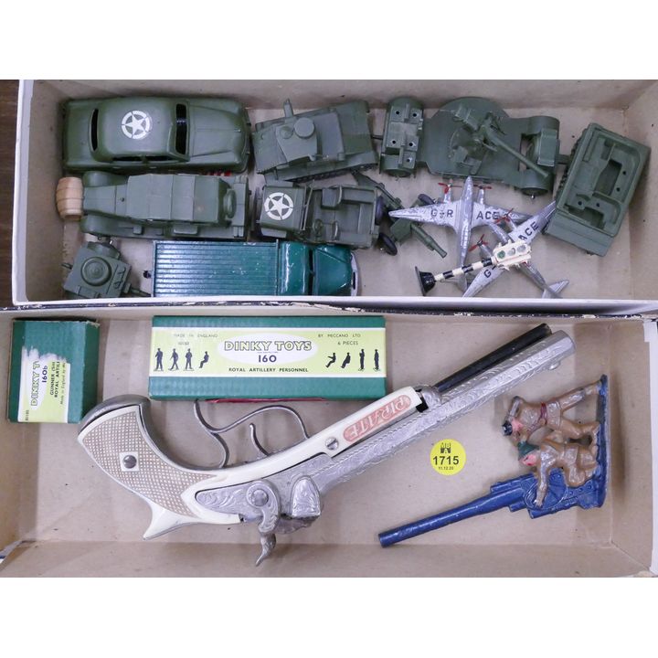 2 Boxes Vintage Military Dinky Toys Etc