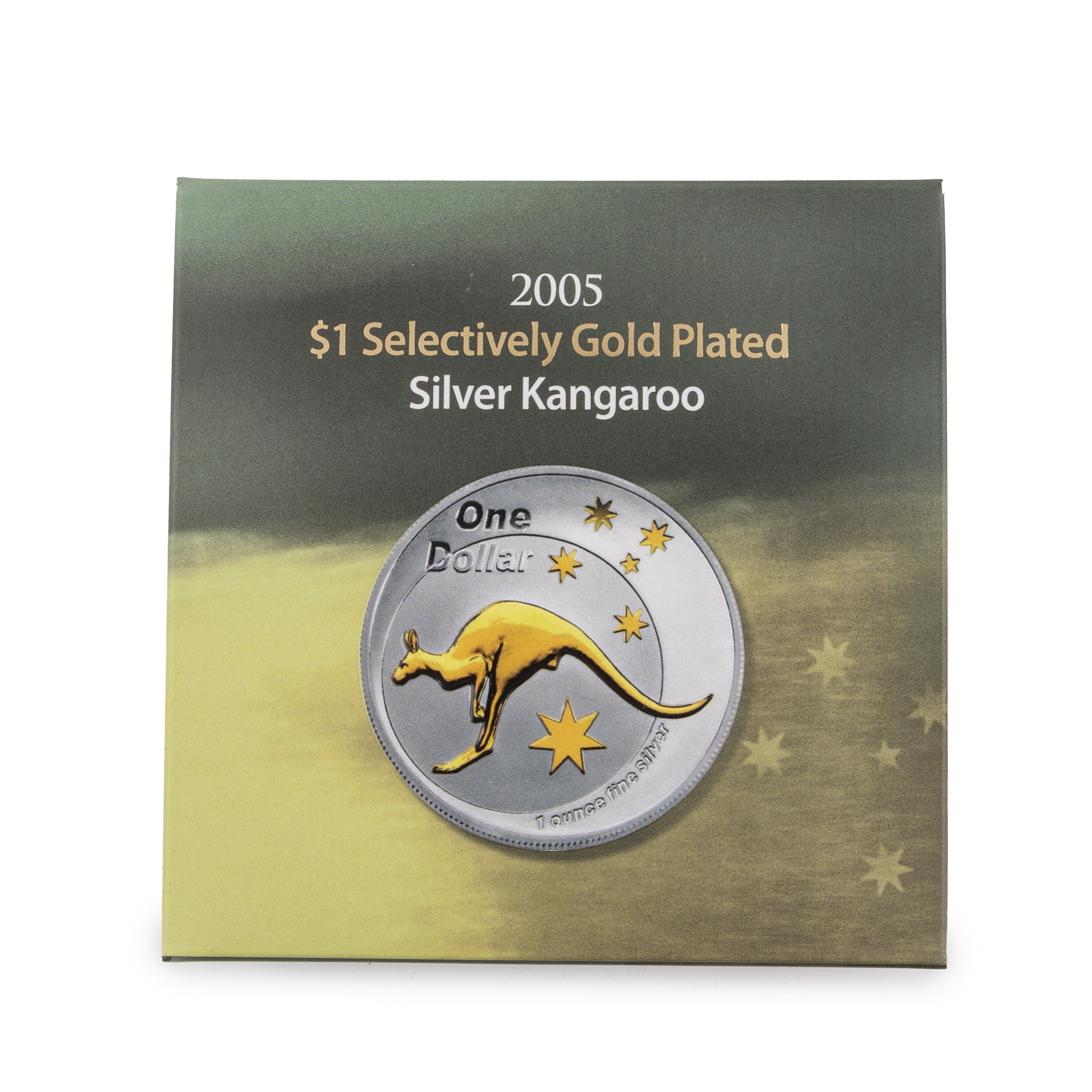 Elizabeth II, Selectively Gold Plated Silver Kangaroo, One Dollar, 2005, FDC