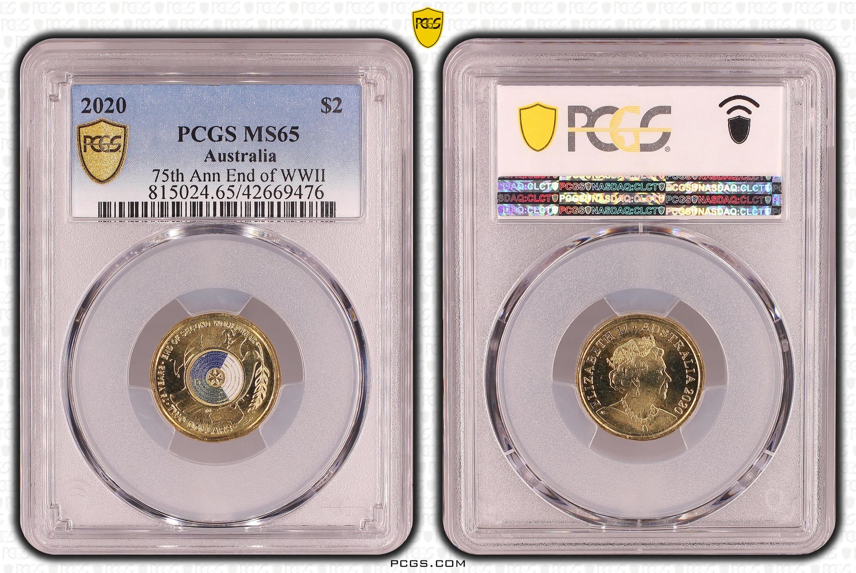 75th Ann End of WWII Colorized, Two Dollar, 2020, PCGS MS65