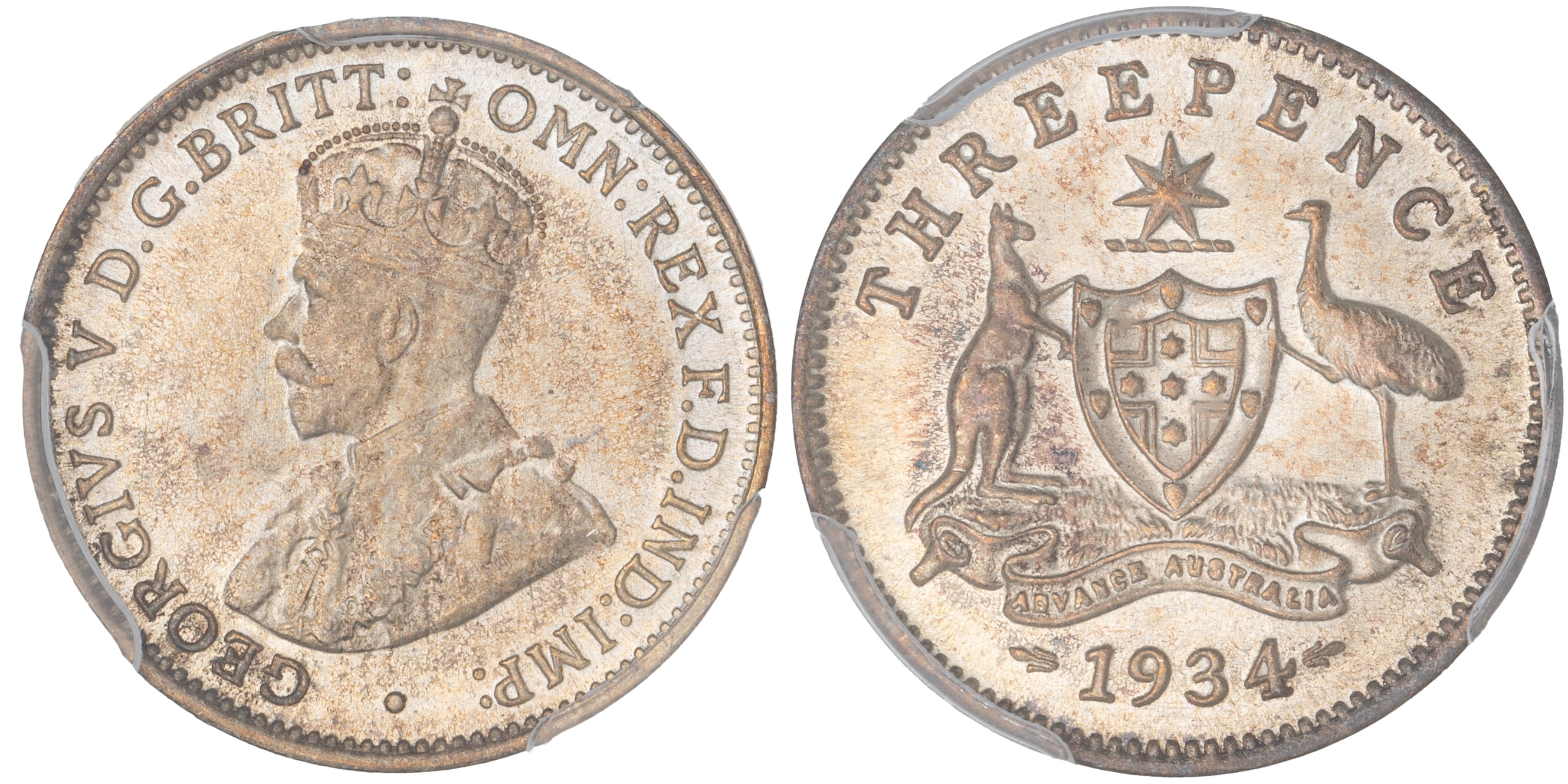 George V, Threepence, 1934, PCGS MS66