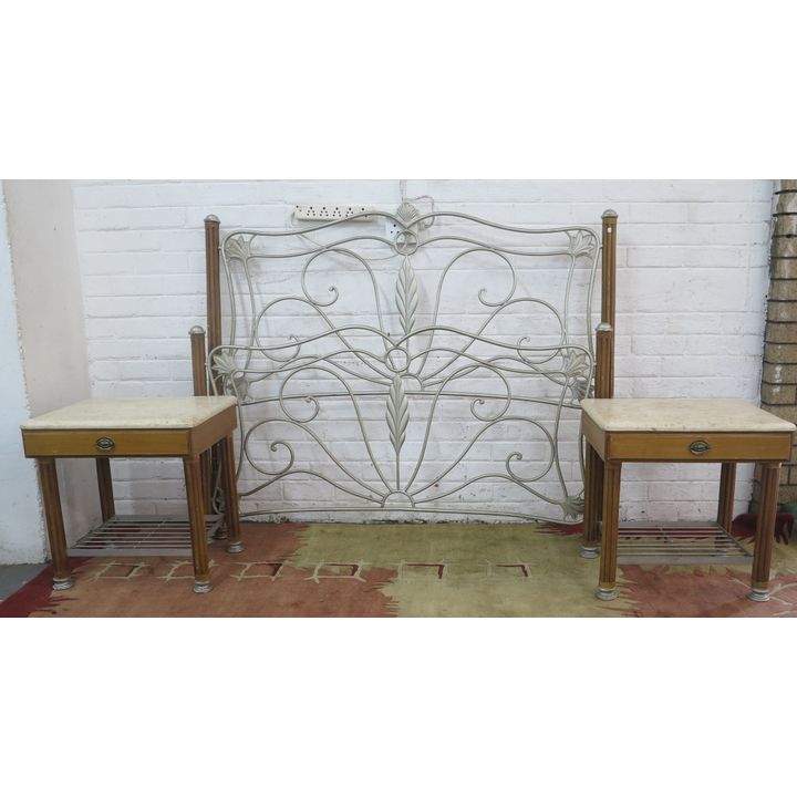 HEAD AND TAIL BOARD WITH PAIR OF PEDESTALS